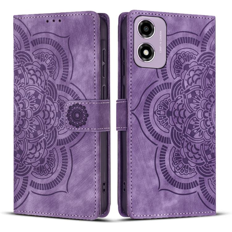 Mandala Embossed Retro Frosted Leather Phone Case, Compatible with Motorola Moto G24 / G04s / E14 4G