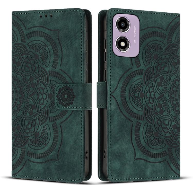 Mandala Embossed Retro Frosted Leather Phone Case, Compatible with Motorola Moto G24 / G04s / E14 4G