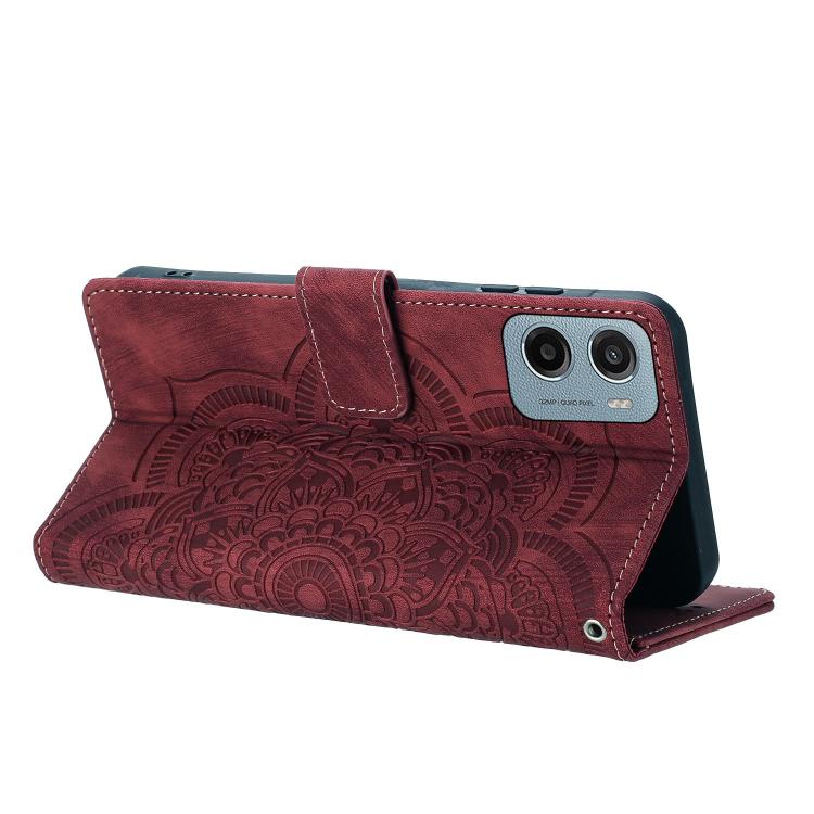 Mandala Embossed Retro Frosted Leather Phone Case, Compatible with Motorola Moto G05 / E15