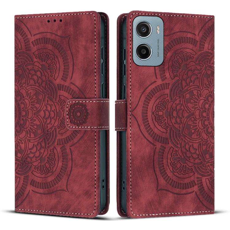 Mandala Embossed Retro Frosted Leather Phone Case, Compatible with Motorola Moto G05 / E15