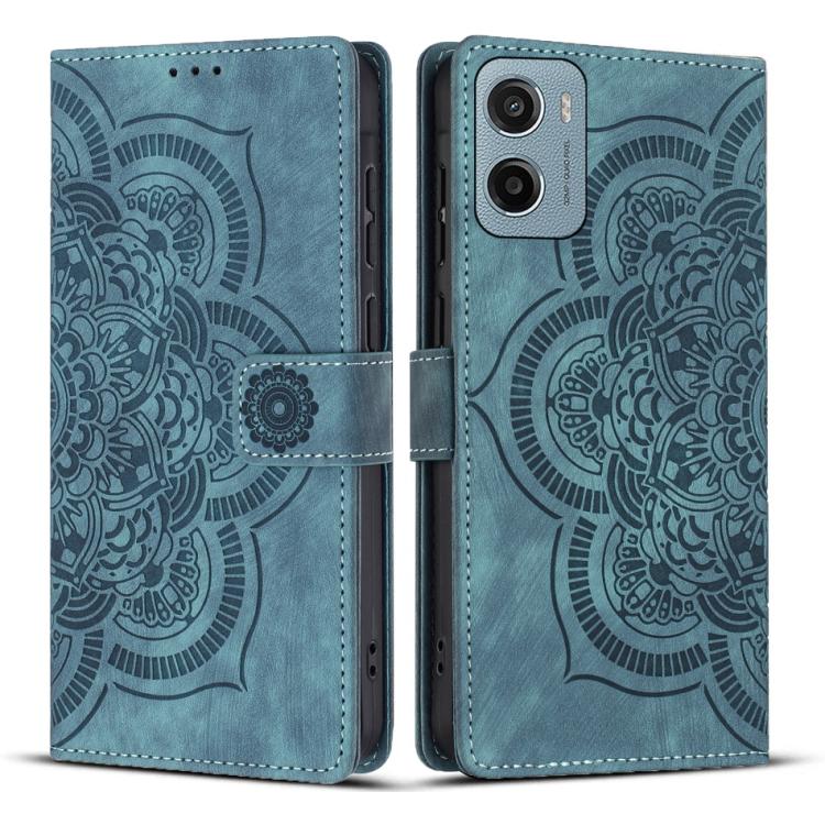 Mandala Embossed Retro Frosted Leather Phone Case, Compatible with Motorola Moto G05 / E15