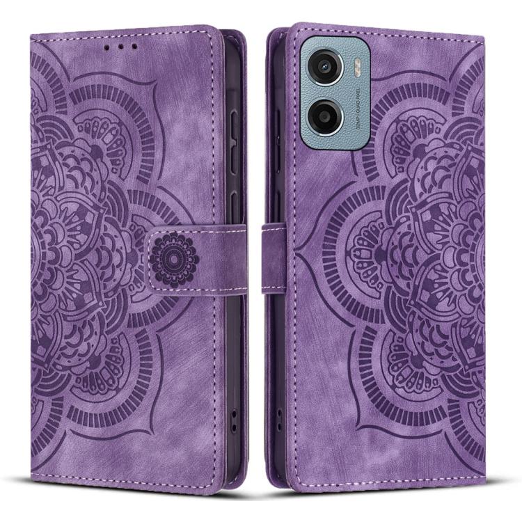 Mandala Embossed Retro Frosted Leather Phone Case, Compatible with Motorola Moto G05 / E15