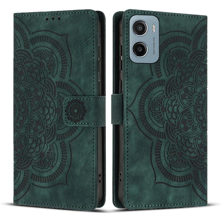 Mandala Embossed Retro Frosted Leather Phone Case, Compatible with Motorola Moto G05 / E15