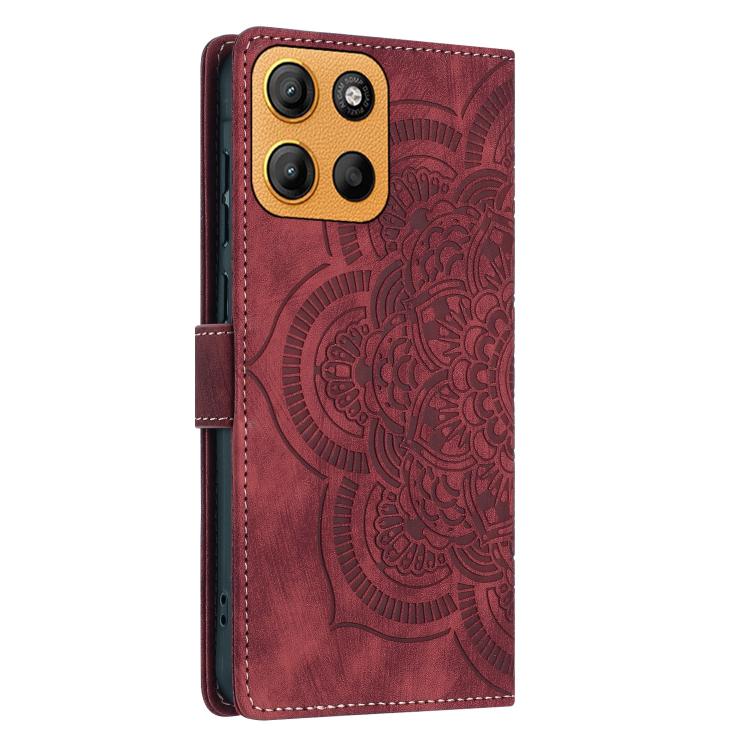 Mandala Embossed Retro Frosted Leather Phone Case, Compatible with Motorola Moto G15
