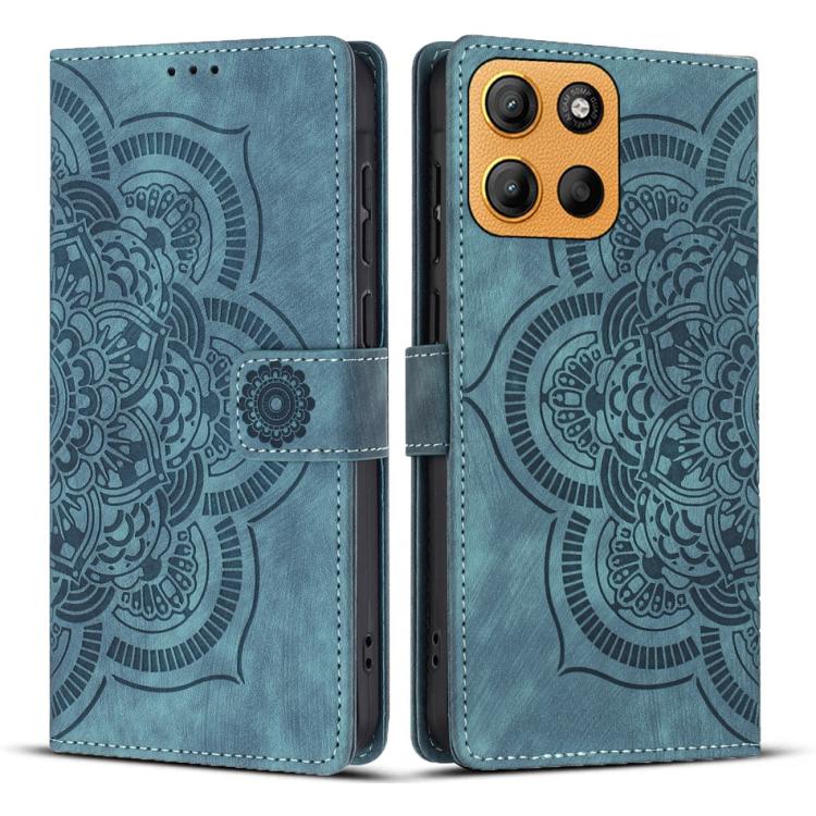 Mandala Embossed Retro Frosted Leather Phone Case, Compatible with Motorola Moto G15