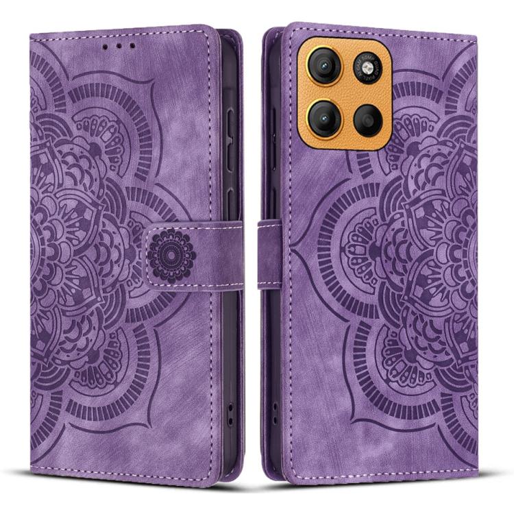 Mandala Embossed Retro Frosted Leather Phone Case, Compatible with Motorola Moto G15