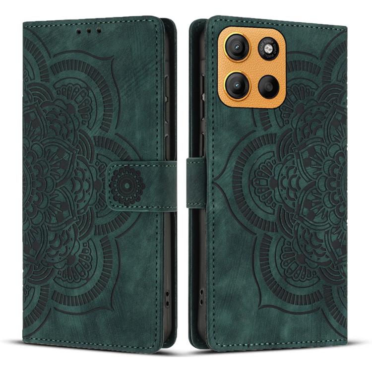Mandala Embossed Retro Frosted Leather Phone Case, Compatible with Motorola Moto G15