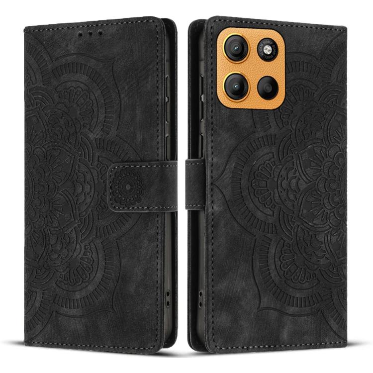 Mandala Embossed Retro Frosted Leather Phone Case, Compatible with Motorola Moto G15