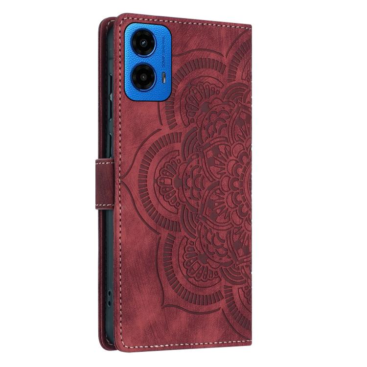 Mandala Embossed Retro Frosted Leather Phone Case, Compatible with Motorola Moto G34 / G45 5G