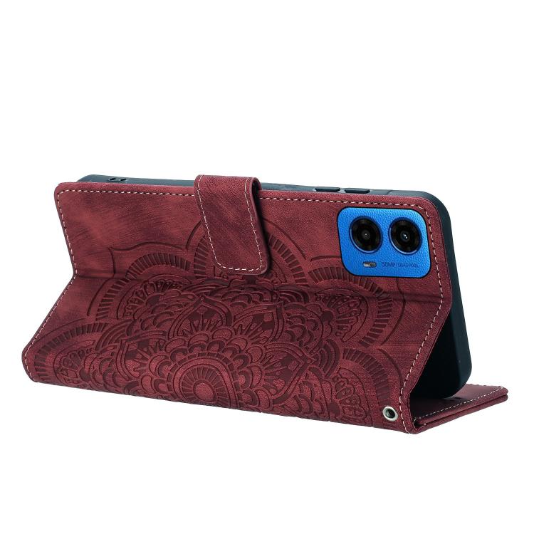 Mandala Embossed Retro Frosted Leather Phone Case, Compatible with Motorola Moto G34 / G45 5G