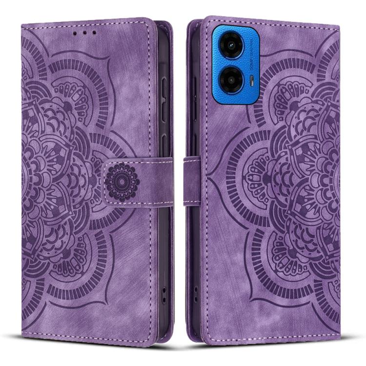 Mandala Embossed Retro Frosted Leather Phone Case, Compatible with Motorola Moto G34 / G45 5G