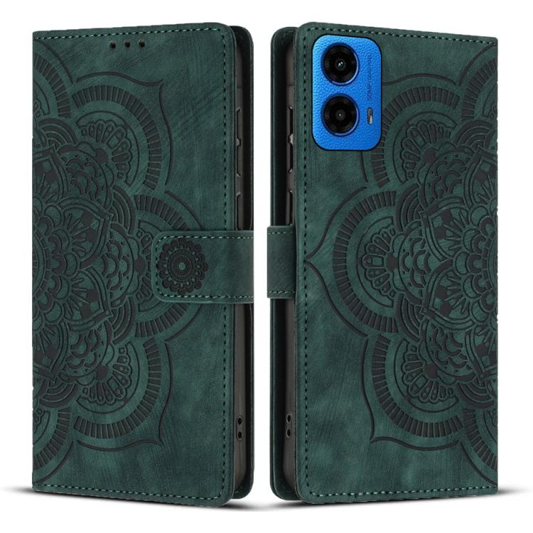 Mandala Embossed Retro Frosted Leather Phone Case, Compatible with Motorola Moto G34 / G45 5G