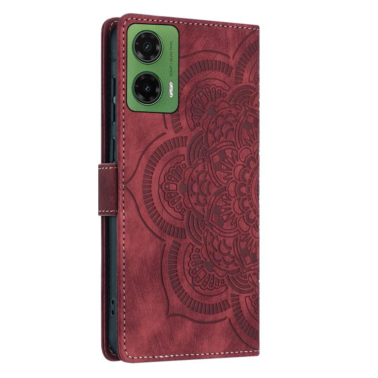 Mandala Embossed Retro Frosted Leather Phone Case, Compatible with Motorola Moto G35 5G