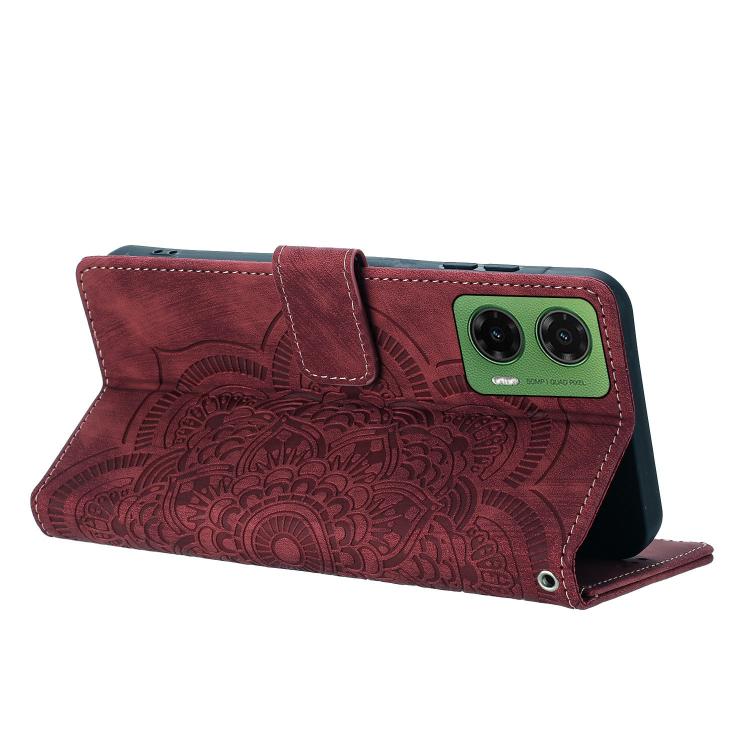 Mandala Embossed Retro Frosted Leather Phone Case, Compatible with Motorola Moto G35 5G