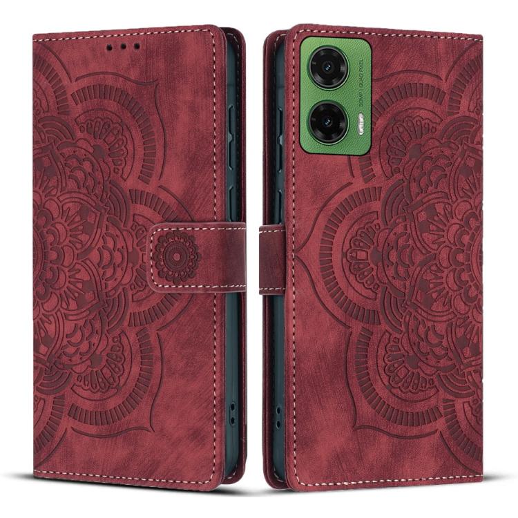 Mandala Embossed Retro Frosted Leather Phone Case, Compatible with Motorola Moto G35 5G