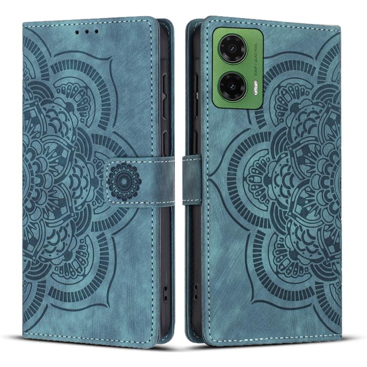 Mandala Embossed Retro Frosted Leather Phone Case, Compatible with Motorola Moto G35 5G