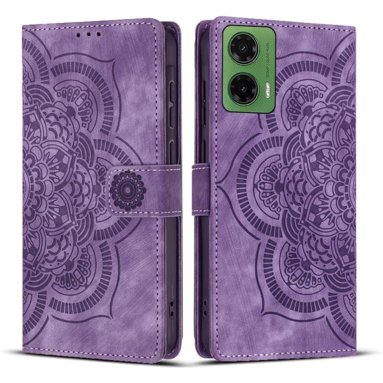 Mandala Embossed Retro Frosted Leather Phone Case, Compatible with Motorola Moto G35 5G