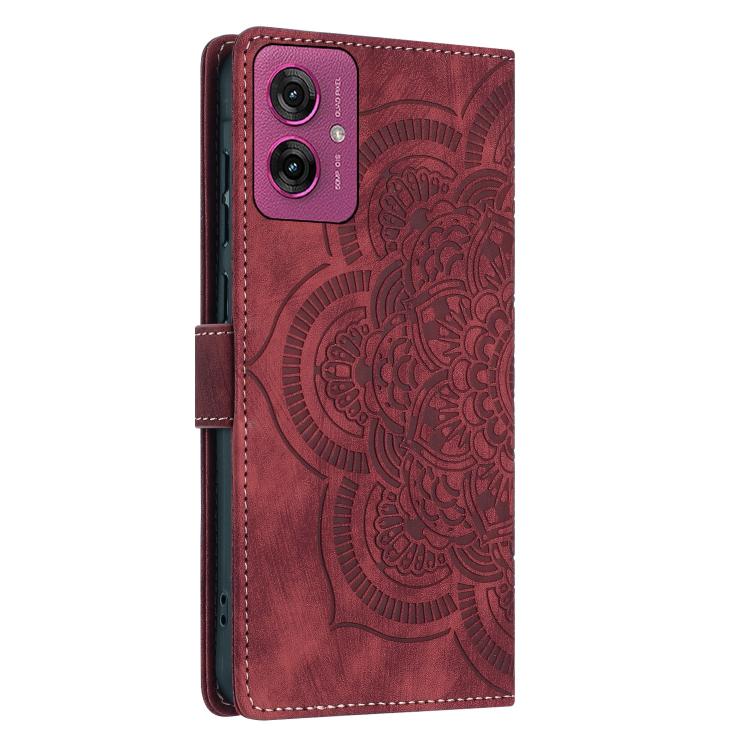 Mandala Embossed Retro Frosted Leather Phone Case, Compatible with Motorola Moto G55 5G