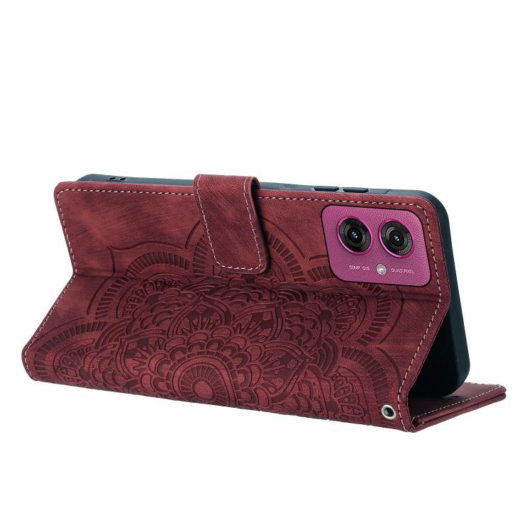 Mandala Embossed Retro Frosted Leather Phone Case, Compatible with Motorola Moto G55 5G