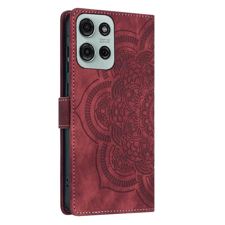 Mandala Embossed Retro Frosted Leather Phone Case, Compatible with Motorola Moto G75 5G