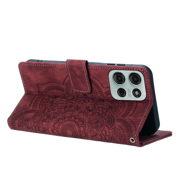 Mandala Embossed Retro Frosted Leather Phone Case, Compatible with Motorola Moto G75 5G
