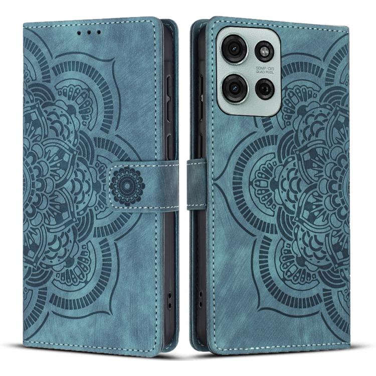 Mandala Embossed Retro Frosted Leather Phone Case, Compatible with Motorola Moto G75 5G