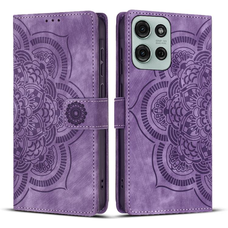 Mandala Embossed Retro Frosted Leather Phone Case, Compatible with Motorola Moto G75 5G