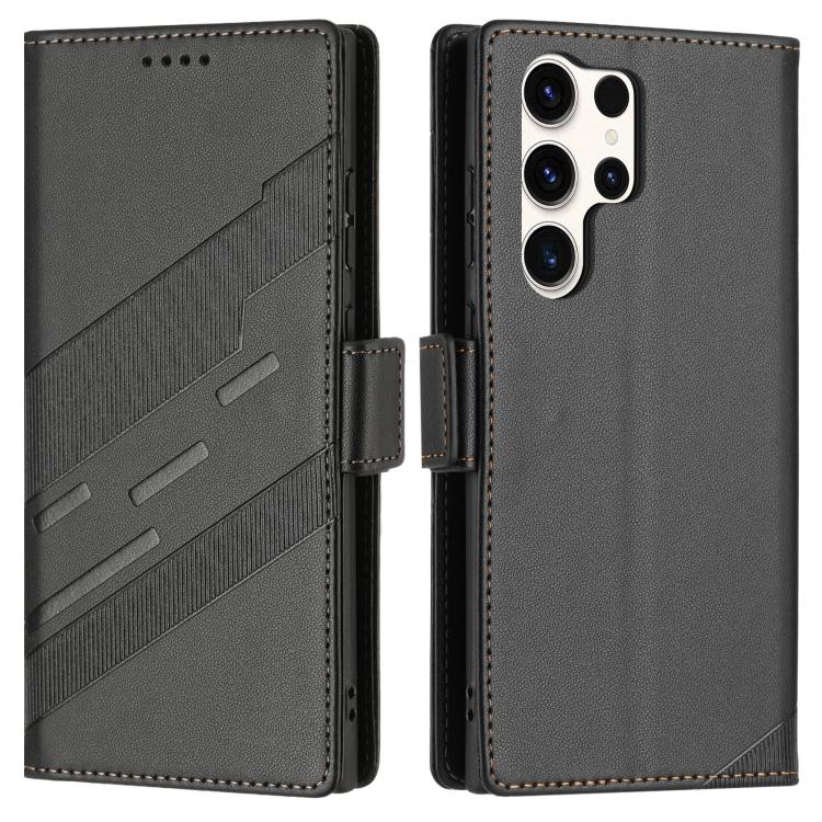 Embossed Multi-functional Side Suction Wallet Retro Leather Phone Case, Compatible with Samsung Galaxy S25 Ultra 5G