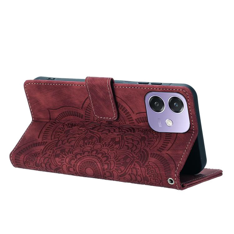 Mandala Embossed Retro Frosted Leather Phone Case, Compatible with OPPO A3 4G / 5G / A40 4G