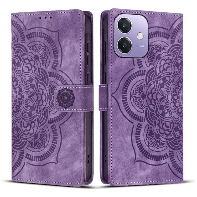 Mandala Embossed Retro Frosted Leather Phone Case, Compatible with OPPO A3 4G / 5G / A40 4G