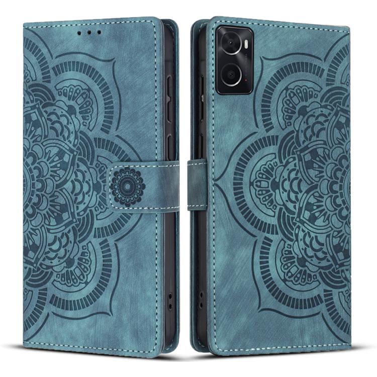 Mandala Embossed Retro Frosted Leather Phone Case, Compatible with OPPO A76 4G / A96 4G