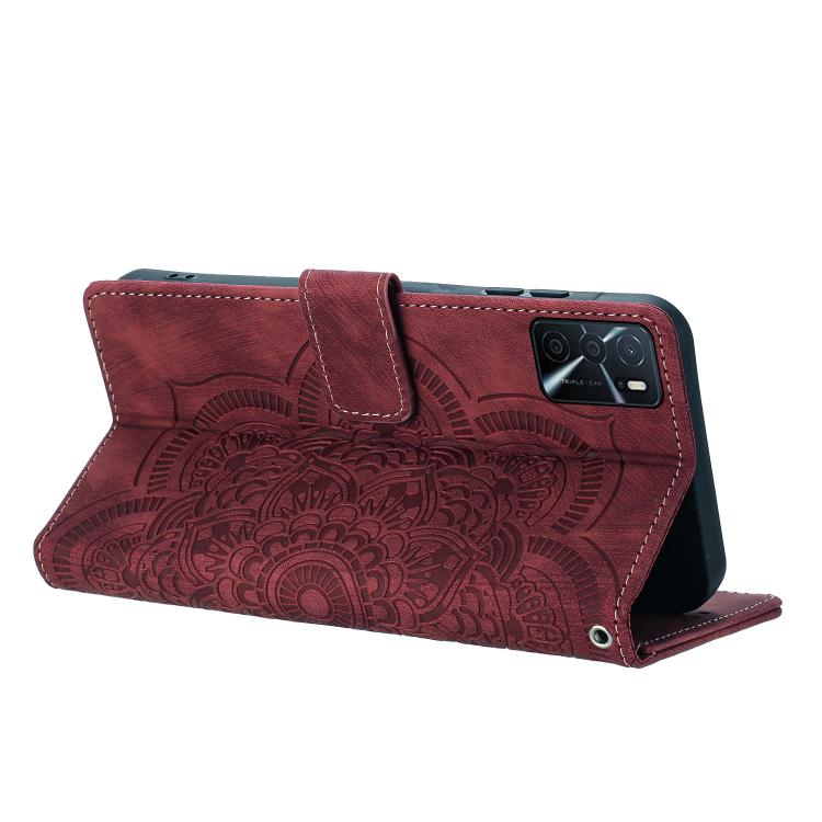 Mandala Embossed Retro Frosted Leather Phone Case, Compatible with OPPO A16 / A16S / A53 5G