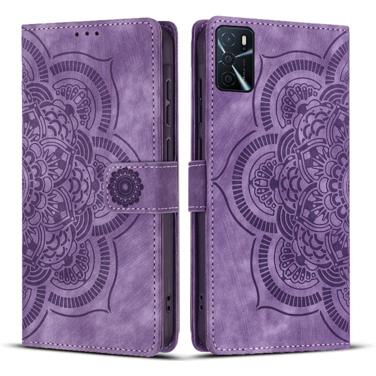 Mandala Embossed Retro Frosted Leather Phone Case, Compatible with OPPO A16 / A16S / A53 5G