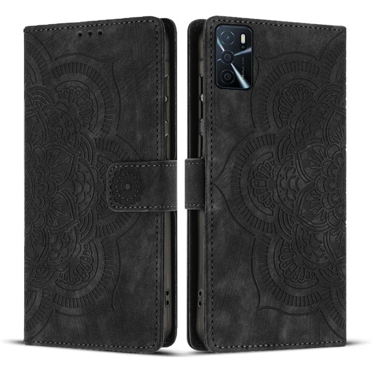 Mandala Embossed Retro Frosted Leather Phone Case, Compatible with OPPO A16 / A16S / A53 5G