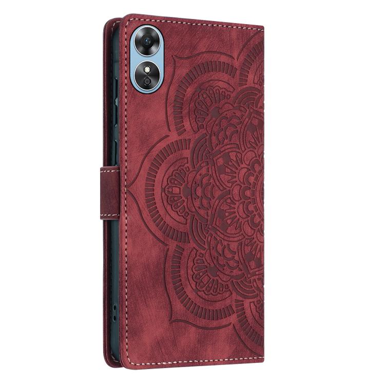 Mandala Embossed Retro Frosted Leather Phone Case, Compatible with OPPO A17
