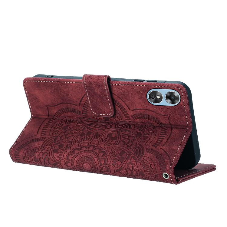 Mandala Embossed Retro Frosted Leather Phone Case, Compatible with OPPO A17
