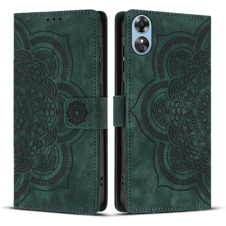 Mandala Embossed Retro Frosted Leather Phone Case, Compatible with OPPO A17