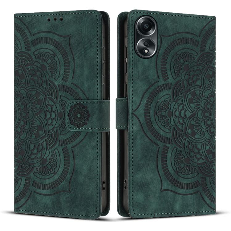 Mandala Embossed Retro Frosted Leather Phone Case, Compatible with OPPO A58 4G