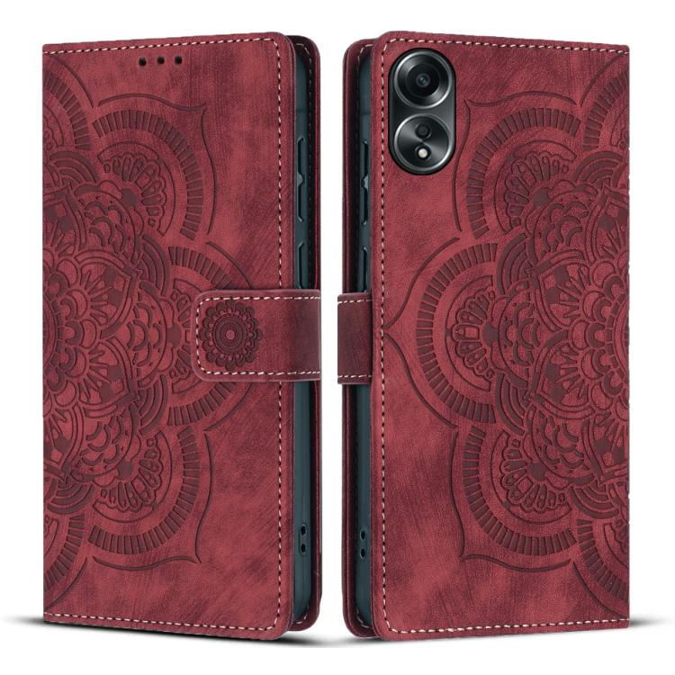 Mandala Embossed Retro Frosted Leather Phone Case, Compatible with OPPO A78 4G