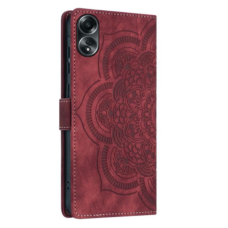 Mandala Embossed Retro Frosted Leather Phone Case, Compatible with OPPO A78 4G