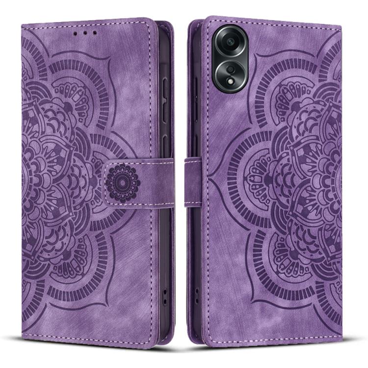Mandala Embossed Retro Frosted Leather Phone Case, Compatible with OPPO A78 4G