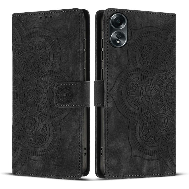 Mandala Embossed Retro Frosted Leather Phone Case, Compatible with OPPO A78 4G
