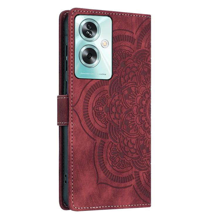 Mandala Embossed Retro Frosted Leather Phone Case, Compatible with OPPO A79 5G