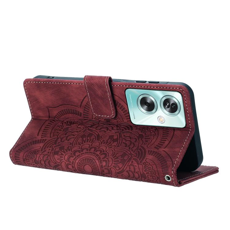 Mandala Embossed Retro Frosted Leather Phone Case, Compatible with OPPO A79 5G