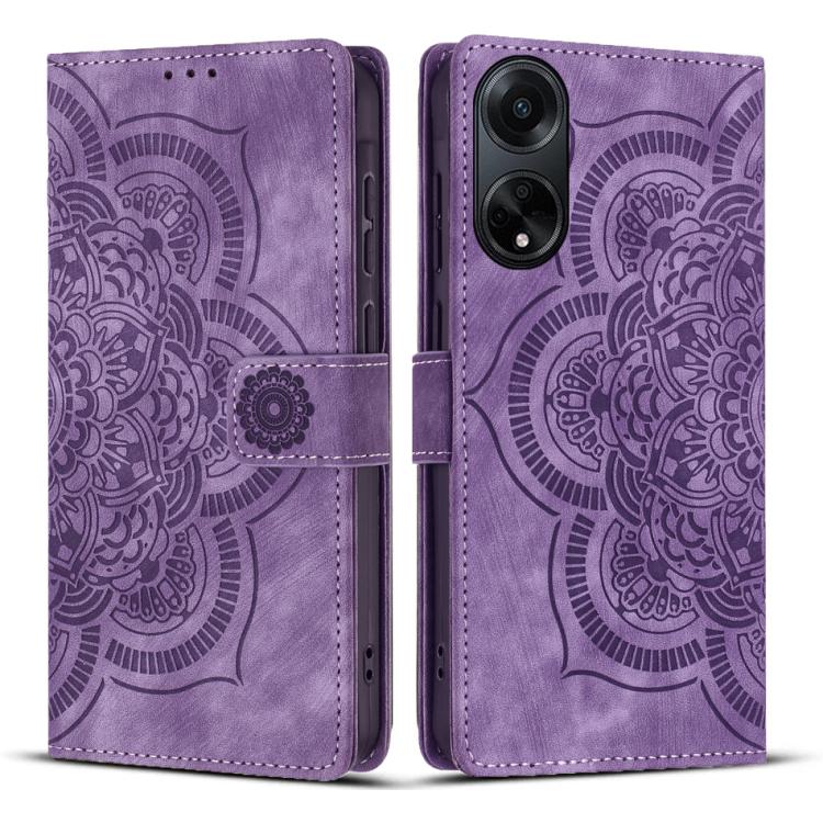 Mandala Embossed Retro Frosted Leather Phone Case, Compatible with OPPO A98 5G