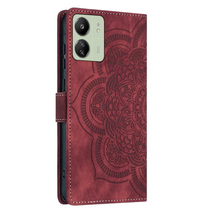 Mandala Embossed Retro Frosted Leather Phone Case, Compatible with Redmi 13C 4G / 5G