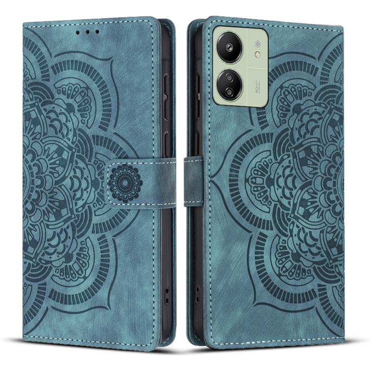 Mandala Embossed Retro Frosted Leather Phone Case, Compatible with Redmi 13C 4G / 5G