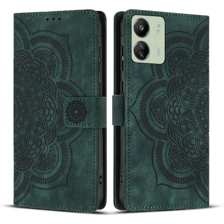 Mandala Embossed Retro Frosted Leather Phone Case, Compatible with Redmi 13C 4G / 5G