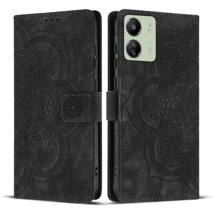 Mandala Embossed Retro Frosted Leather Phone Case, Compatible with Redmi 13C 4G / 5G