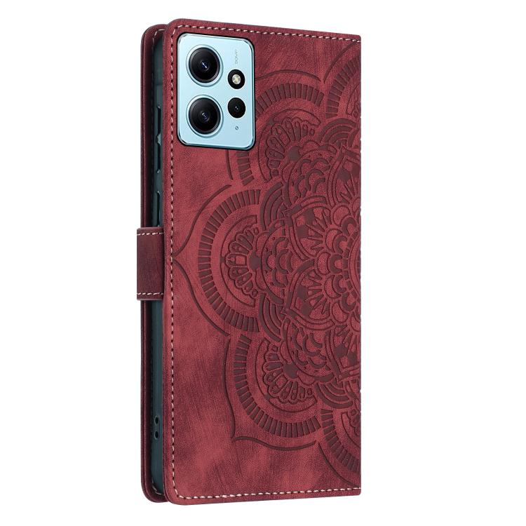 Mandala Embossed Retro Frosted Leather Phone Case, Compatible with Redmi Note 12 4G